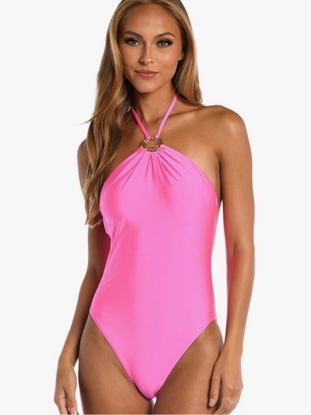 Sunshine 79 Pink Halter One-Piece Swimsuit – NWT Size 12